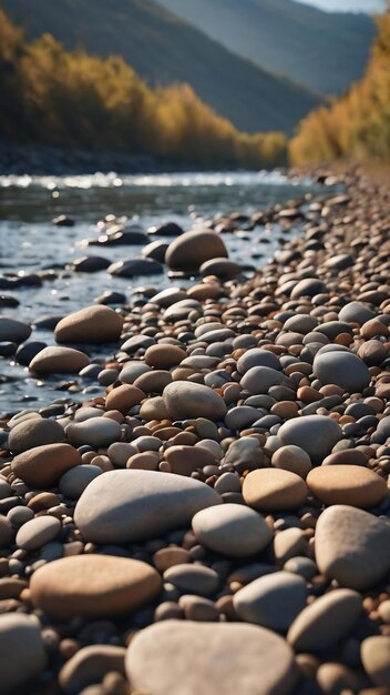 Pebble texture on the river bank