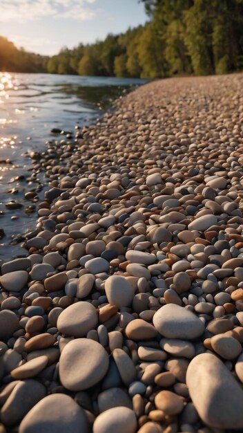 Pebble texture on the river bank