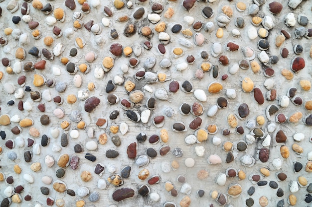 Pebbles in concrete wall texture