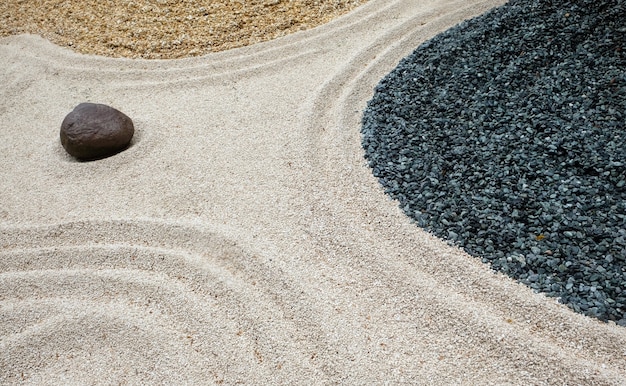 Pebbles in different shapes in a japanese art garden