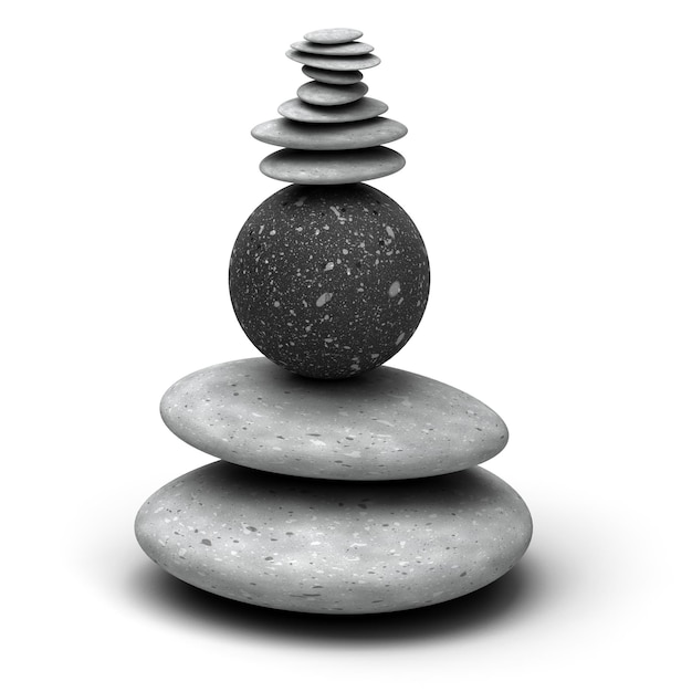 Pebbles stack over a white background