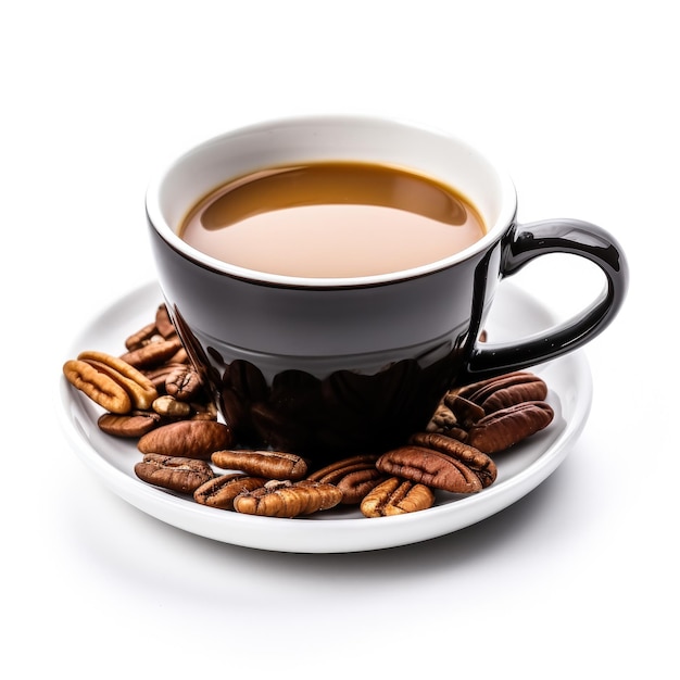 Pecan coffee cup isolated on white background