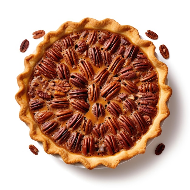 Pecan pie geïsoleerd op witte achtergrond