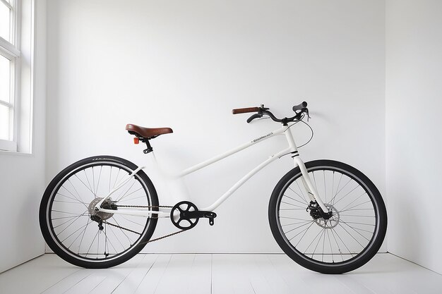 Photo pedaling through simplicity a white room and the perfect bike pairing