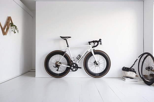 Photo pedaling through simplicity a white room and the perfect bike pairing