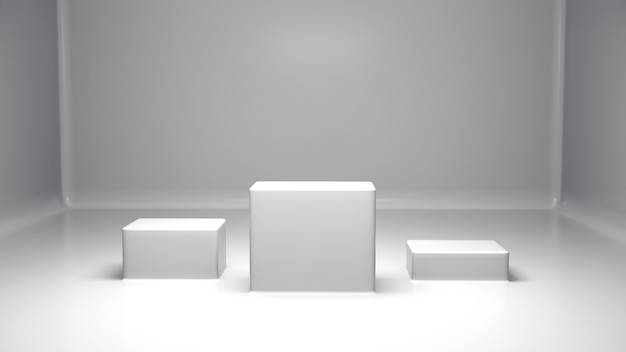 ディスプレイ用台座、デザイン用プラットフォーム、背景のlab.3Dレンダリングを備えた空白の製品スタンド。