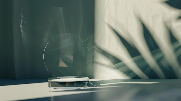 Pedestal shadow display glass podium acrylic block platform for product presentation Generative AI