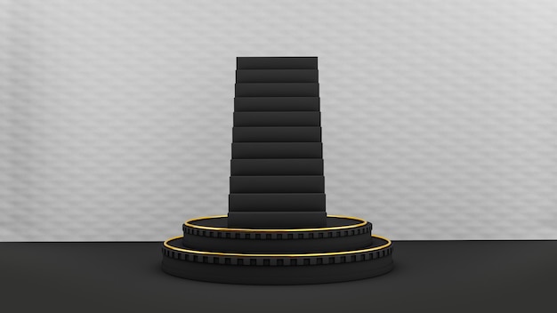 Pedestal with up stairs on white surface