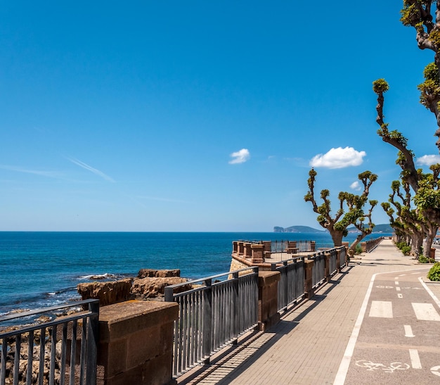 Pedestrian area on the ramparts of alghero sardinia