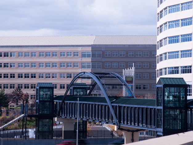 Pedestrian bridge over the hiway.