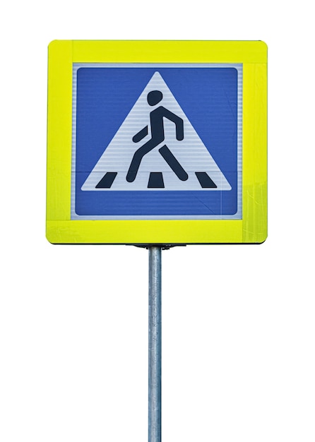 写真 白い背景で隔離の横断歩道の標識。