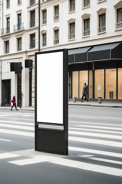 Pedestrian Crossing Signage Mockup with blank white empty space for placing your design