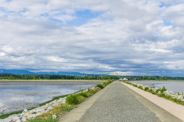 Pedestrian sidewalk path trail in the Iona Beach Regional Park