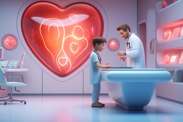 Pediatric cardiology clinic with specialists Generative ai