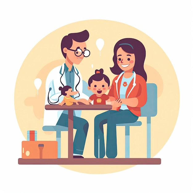 Photo pediatrician concept illustration flat icon ai generated