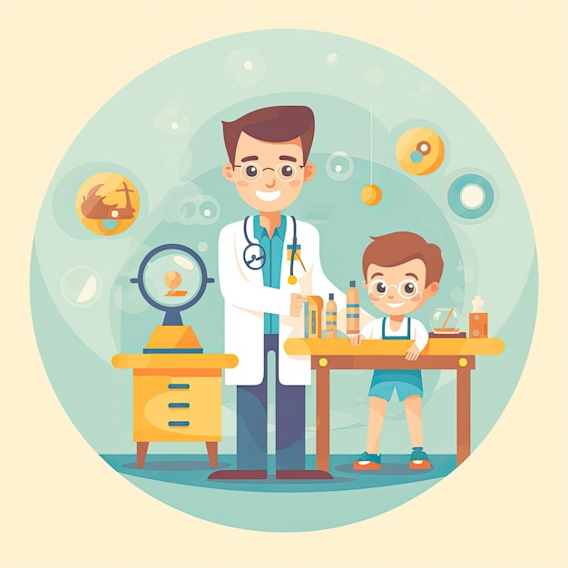 Pediatrician concept illustration flat icon ai generated