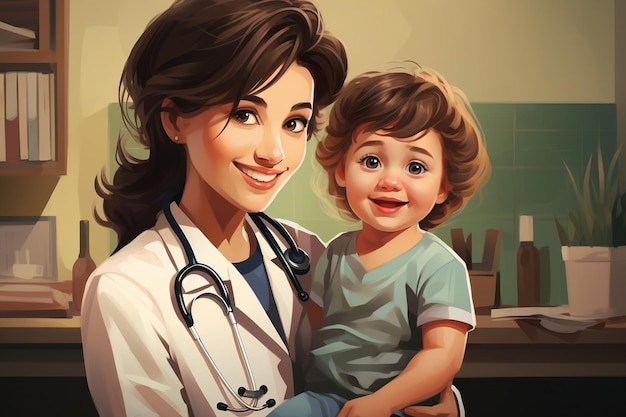 Pediatrician Examining Child Generative AI