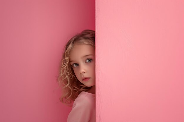 Peeking Out Little Girl Image