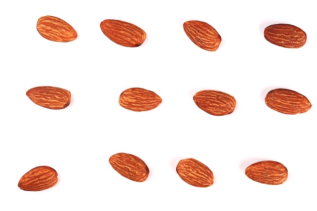 Peeled almond pattern isolated on white background