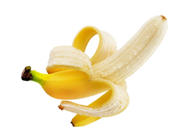 Очищенный банан на белом с отсечения путь