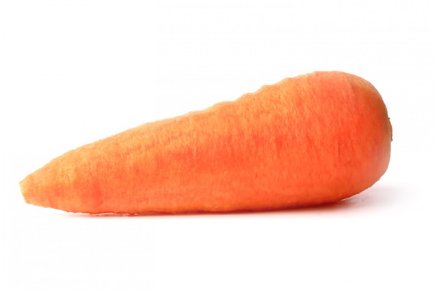 Peeled carrots isolated on a white surface