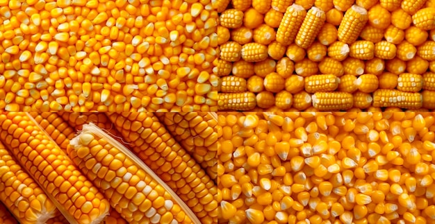 Peeled corn cob yellow seeds top view ai generated image