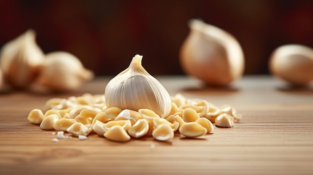 peeled garlic cloves on table