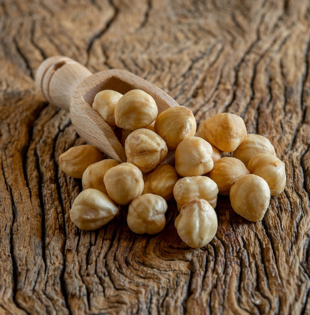 Peeled hazelnuts typical of Avellino Italian city