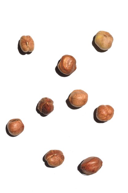 Peeled hazelnuts. view from above.