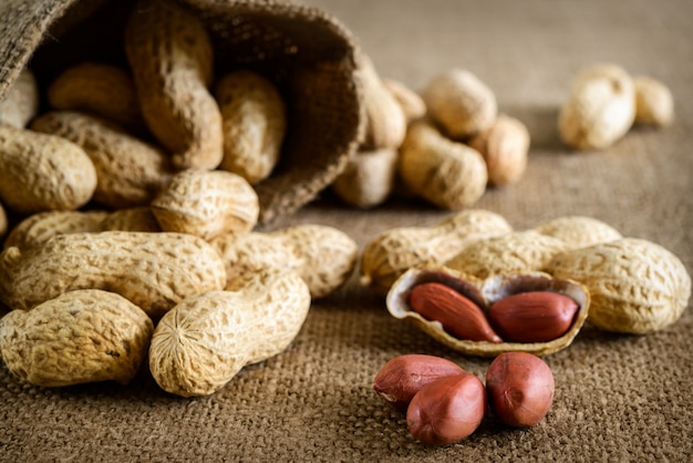 Peeled peanut and well peanuts