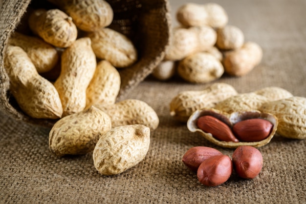 Peeled peanut and well peanuts