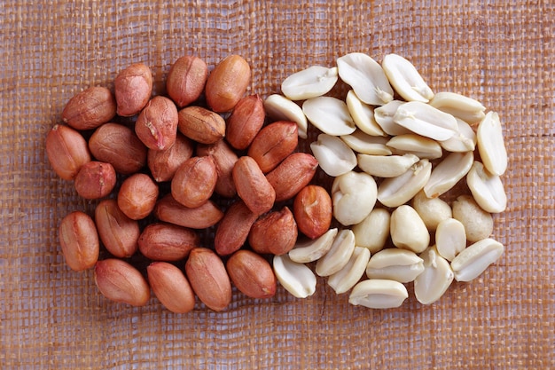 Peeled peanuts heap