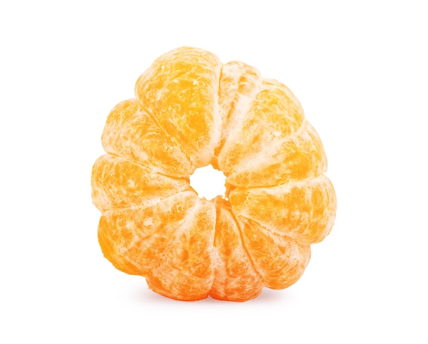 Peeled tangerine on a white background