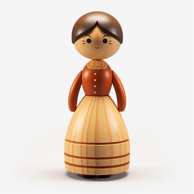 Photo peg wooden doll 2d cartoon illustraton on white background