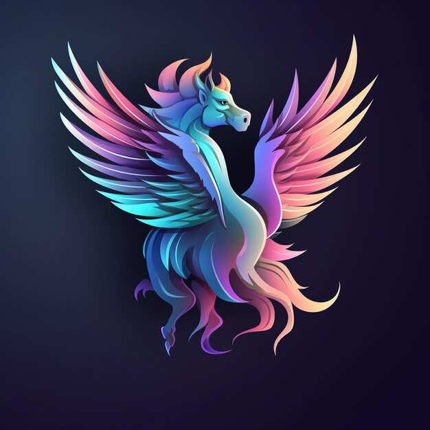 Foto logo a gradiente di colore pegasus con dettagli