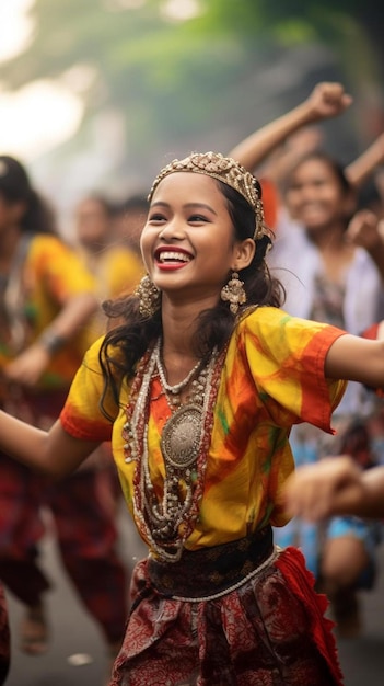 ペカロンガン・インドネシア 10月 ペカロンガン・バティクで伝統的なダンスを踊る女の子のグループ