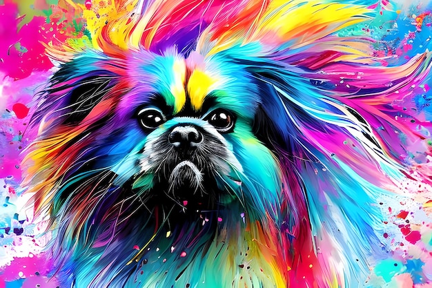 Pekingese dog of different colors