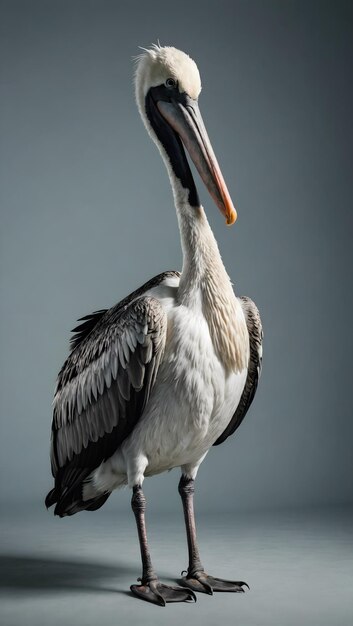 Photo pelican bird eat fish