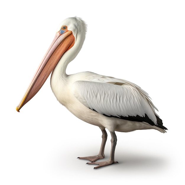 Foto pelicano isolato sul bianco
