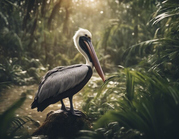 A pelican in jungle