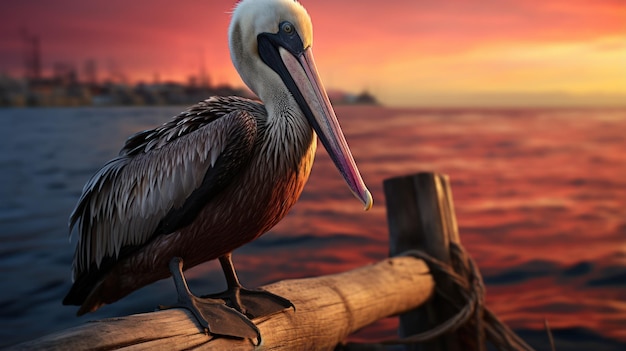 pelican perched on a wooden uhd wallpaper