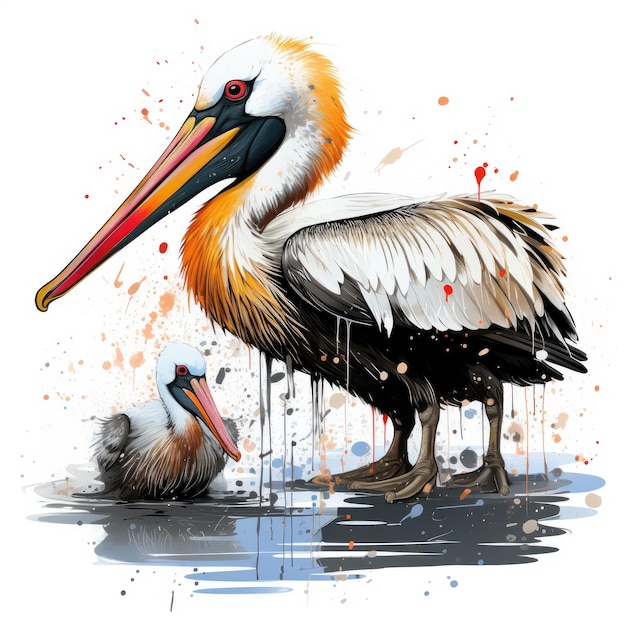 Photo pelican tshirt design illustration generative ai