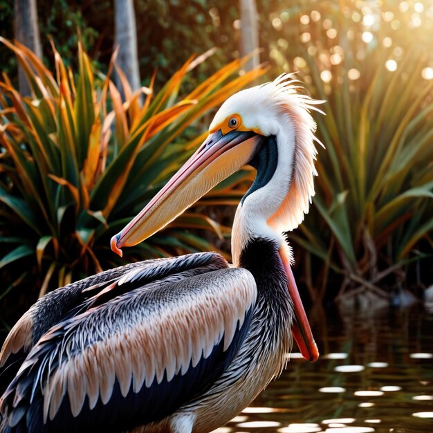 Photo pelican wild animal living in nature part of ecosystem