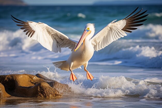 Pelicans diving for fish