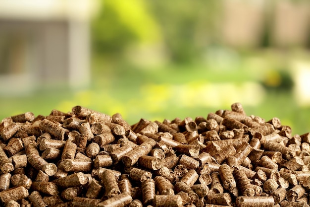 Pellets Biomass- close up on background