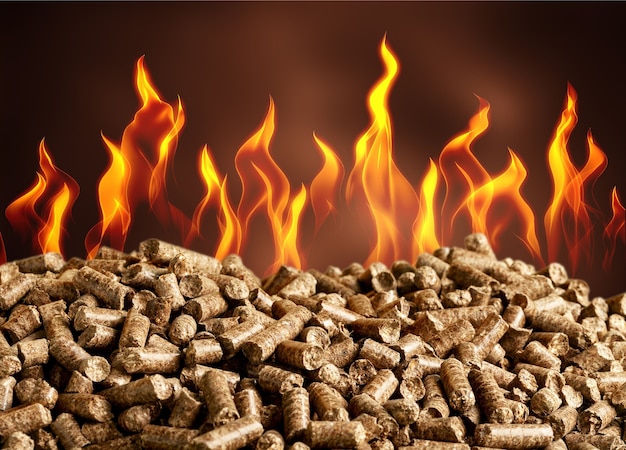 Pellets Biomass- close up on background