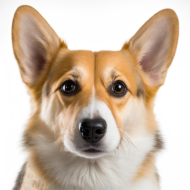 흰색 배경에 고립 된 Pembroke Welsh Corgis 개 Generative AI