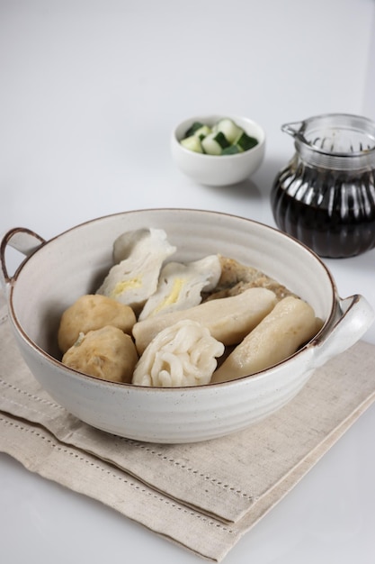 Pempek Palembang Rebus is steamed fish cake served with cuko.