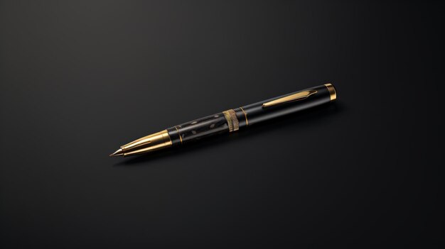 Pen icon black and gold 3d rendering