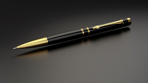 Pen icon black and gold 3d rendering